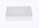 50 Pack of White Card Box - Clear Slide On Lid - 30 x 20 x 8cm -  Large Beauty Product Gift Giving Hamper Tray Merch Fashion Cake Sweets Xmas