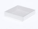 100 Pack of 8cm Square Wedding Invitation Coaster Favor Function product Presentation Cookie Biscuit Gift Box - 2cm deep - White Card Clear PVC Lid