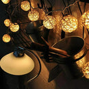 1 Set of 20 LED Cream White 5cm Rattan Cane Ball Battery Powered String Lights Christmas Gift Home Wedding Party Bedroom Decoration Table Centrepiece