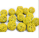 1 Set of Yellow 5cm Rattan Cane 50 Ball Battery Power LONG 5m String Lights Christmas Gift Home Wedding Party Bedroom Decoration Table Centrepiece