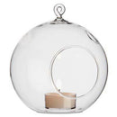 4 x Hanging Clear Glass Ball Tealight Candle Holder  - 10cm Diameter / High - Wedding Globe Decoration Terrarium Succulent Plant Holder Decor