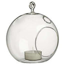 4 x Hanging Clear Glass Ball Tealight Candle Holder  - 10cm Diameter / High - Wedding Globe Decoration Terrarium Succulent Plant Holder Decor