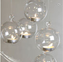 4 x Hanging Clear Glass Ball Tealight Candle Holder  - 10cm Diameter / High - Wedding Globe Decoration Terrarium Succulent Plant Holder Decor