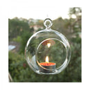 4 x Hanging Clear Glass Ball Tealight Candle Holder  - 10cm Diameter / High - Wedding Globe Decoration Terrarium Succulent Plant Holder Decor