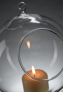 10 x Hanging Clear Glass Ball Tealight Candle Holder - 10cm Diameter / High - Wedding Globe Decor Terrarium Succulent Plant Holder Decor Craft Gift
