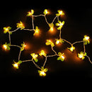 1 Set of 20 LED Green Frangipani Flower Battery String Lights Christmas Gift Home Wedding Party Decoration Outdoor Table Garland Wreath