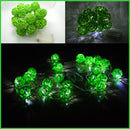 1 Set of Green 5cm Rattan Cane 20 Ball Battery Powered 3m String Lights Christmas Gift Home Wedding Party Bedroom Decoration Table Centrepiece