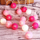 1 Set of 20 LED Pink 5cm Cotton Ball Battery Powered String Lights Christmas Gift Home Wedding Party Girl Bedroom Decoration Outdoor Indoor Table