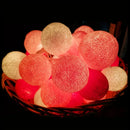1 Set of 20 LED Pink 5cm Cotton Ball Battery Powered String Lights Christmas Gift Home Wedding Party Girl Bedroom Decoration Outdoor Indoor Table