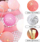 1 Set of 20 LED Pink 5cm Cotton Ball Battery Powered String Lights Christmas Gift Home Wedding Party Girl Bedroom Decoration Outdoor Indoor Table