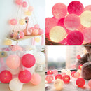 1 Set of 20 LED Pink 5cm Cotton Ball Battery Powered String Lights Christmas Gift Home Wedding Party Girl Bedroom Decoration Outdoor Indoor Table