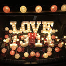 1 Set of 20 LED Pink 5cm Cotton Ball Battery Powered String Lights Christmas Gift Home Wedding Party Girl Bedroom Decoration Outdoor Indoor Table