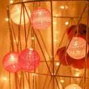1 Set of 20 LED Pink 5cm Cotton Ball Battery Powered String Lights Christmas Gift Home Wedding Party Girl Bedroom Decoration Outdoor Indoor Table