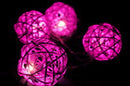 1 Set of Pink 5cm Rattan Cane 20 Ball Battery Powered 3m String Lights Christmas Gift Home Wedding Party Bedroom Decoration Table Centrepiece