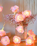 20 Pink Rose 3D Fairy Lights 3M String, Battery (AA) Indoor & Outdoor Decorations Wedding Valentines Romantic Room Table Lighting