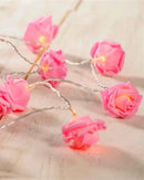 20 Pink Rose 3D Fairy Lights 3M String, Battery (AA) Indoor & Outdoor Decorations Wedding Valentines Romantic Room Table Lighting