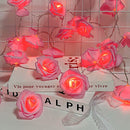 50 Pink Rose 3D Fairy Lights 5M LONG String, Battery (AA) Indoor & Outdoor Decorations Wedding Valentines Romantic Room Table Lighting