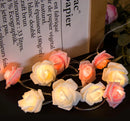 20 Pink n White Rose 3D Fairy Lights 3M String, Battery (AA) Indoor & Outdoor Decorations Wedding Valentines Romantic Room Table Lighting