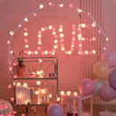 50 Pink n White Rose 3D Fairy Lights 5M LONG String, Battery (AA) Indoor & Outdoor Decorations Wedding Valentines Romantic Room Table Lighting