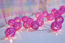 1 Set of 20 LED Cassis Purple 5cm Rattan Cane Ball Battery Powered String Lights Christmas Gift Home Wedding Party Bedroom Decoration