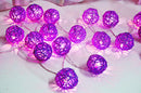 1 Set of 20 LED Cassis Purple 5cm Rattan Cane Ball Battery Powered String Lights Christmas Gift Home Wedding Party Bedroom Decoration