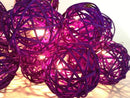 1 Set of 20 LED Cassis Purple 5cm Rattan Cane Ball Battery Powered String Lights Christmas Gift Home Wedding Party Bedroom Decoration