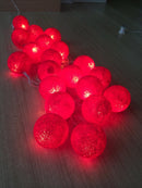 1 Set of 20 LED Red 5cm Cotton Ball Battery Powered String Lights Christmas Gift Home Wedding Party Bedroom Decoration Outdoor Indoor Table