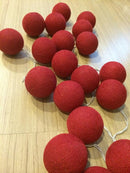 1 Set of 20 LED Red 5cm Cotton Ball Battery Powered String Lights Christmas Gift Home Wedding Party Bedroom Decoration Outdoor Indoor Table