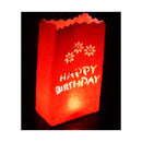 20 Pack Red Happy Birthday Luminary Paper Candle Tea Light Lantern Bags Garden Anniversary Birthday Night Decorations Evening Party