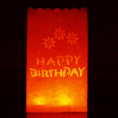 20 Pack Red Happy Birthday Luminary Paper Candle Tea Light Lantern Bags Garden Anniversary Birthday Night Decorations Evening Party