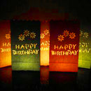 20 Pack Red Happy Birthday Luminary Paper Candle Tea Light Lantern Bags Garden Anniversary Birthday Night Decorations Evening Party