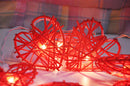 20 Red 3D Hollowed Rattan Heart-Shaped 3M String Fairy Lights, Battery (AA) Indoor & Outdoor Decorations Wedding Valentines Romantic Room Table
