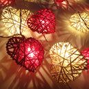 50 Red and White 3D Hollowed Rattan Heart-Shaped 5M LONG String Fairy Lights, Battery (AA) Indoor & Outdoor Decorations Wedding Valentines Romantic