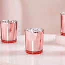 10 Pack Rose Gold Pink Votive Tealight Candle Holders Valentines Day Mercury  Wedding Decor Glass Candlestick Party Decorations Baby Shower Event