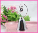 10 Pack of Silver Wedding Kissing Bell Name Card Stand Holder with Heart in Ring Bomboniere Favour Gift