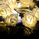 20 White Rose 3D Fairy Lights 3M String, Battery (AA) Indoor & Outdoor Decorations Wedding Valentines Romantic Room Table Lighting