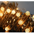 1 Set of 20 LED Cream White 5cm Rattan Cane Ball Battery Powered String Lights Christmas Gift Home Wedding Party Bedroom Decoration Table Centrepiece
