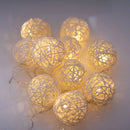 1 Set of 20 LED Cream White 5cm Rattan Cane Ball Battery Powered String Lights Christmas Gift Home Wedding Party Bedroom Decoration Table Centrepiece