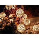 1 Set of 20 LED Cream White 5cm Rattan Cane Ball Battery Powered String Lights Christmas Gift Home Wedding Party Bedroom Decoration Table Centrepiece