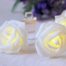 20 White Rose 3D Fairy Lights 3M String, Battery (AA) Indoor & Outdoor Decorations Wedding Valentines Romantic Room Table Lighting