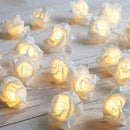 50 White Rose 3D Fairy Lights 5M LONG String, Battery (AA) Indoor & Outdoor Decorations Wedding Valentines Romantic Room Table Lighting