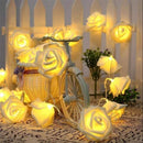 50 White Rose 3D Fairy Lights 5M LONG String, Battery (AA) Indoor & Outdoor Decorations Wedding Valentines Romantic Room Table Lighting