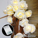 20 White Rose 3D Fairy Lights 3M String, Battery (AA) Indoor & Outdoor Decorations Wedding Valentines Romantic Room Table Lighting
