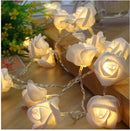 20 White Rose 3D Fairy Lights 3M String, Battery (AA) Indoor & Outdoor Decorations Wedding Valentines Romantic Room Table Lighting
