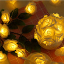 20 White Rose 3D Fairy Lights 3M String, Battery (AA) Indoor & Outdoor Decorations Wedding Valentines Romantic Room Table Lighting