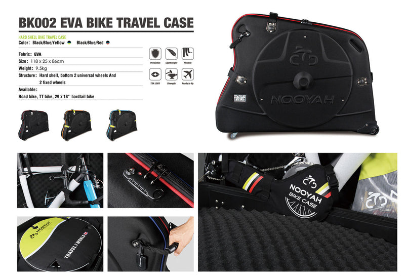 NOOYAH Hard Shell Bike Travel Case - EVA BK002 - Large - TT Hybrid Touring Road Gravel BMX DJ Bikes
