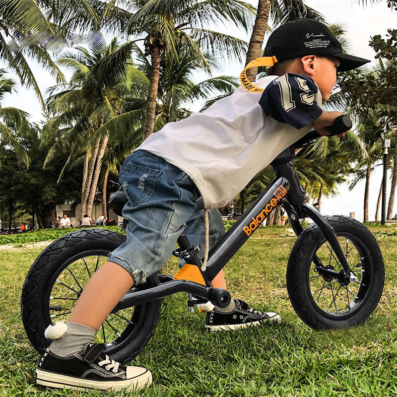 Silver Child Kids Balance Bike Plus with Suspension - Racing Design inc Foot Pegs