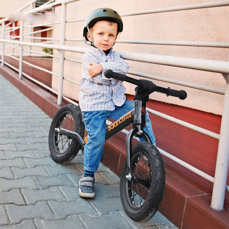 Yellow Child Kids Balance Bike Plus with Suspension - Racing Design inc Foot Pegs