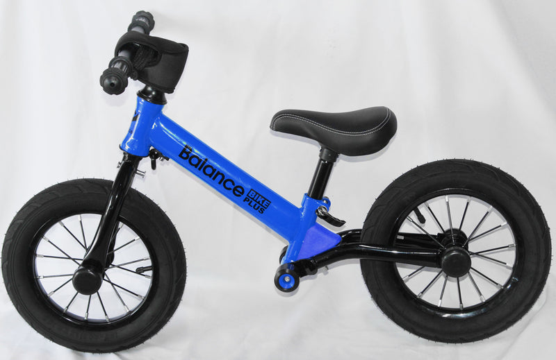 Blue Child Kids Balance Bike Plus with Suspension - Racing Design inc Foot Pegs
