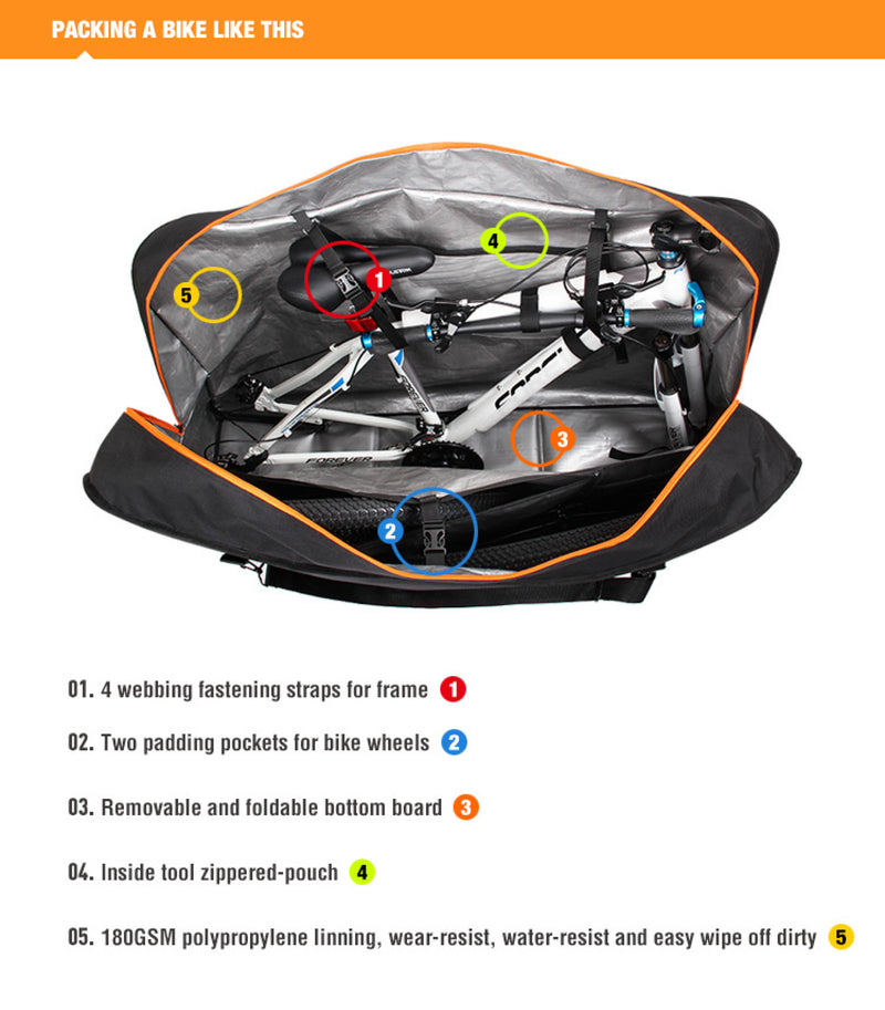 SPORTACE Bike Travel Plane Soft Shell Carry Bag  Case- 120CM - MTB Mountain Bike Road Bikes 700C